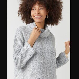 Francesca's Alana Textured Cowl Neck Pullover - Large